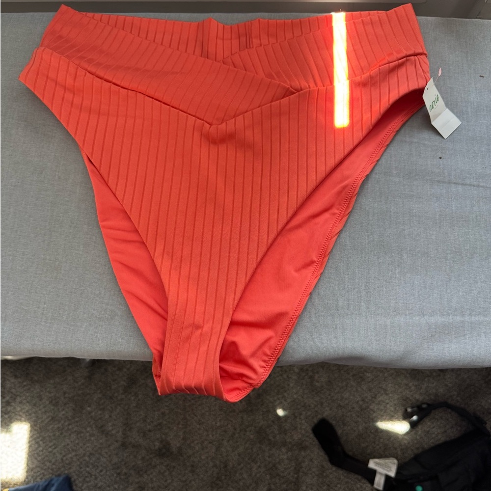 NWT Aerie Coral High Waisted High Cut Cheeky Bikini Bottom